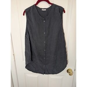 Unsubscribed Gray 100% Silk Button Nightgown/Sleeveless Tank Top Blouse - Size S